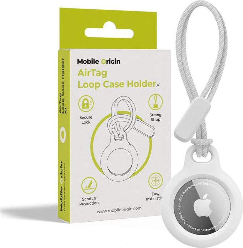 Mobile Origin MO-ALCH-WHT-A1, Halter, Weiß, Apple, Polycarbonat (PC), Kratzresistent, Schlagfest, AirTag