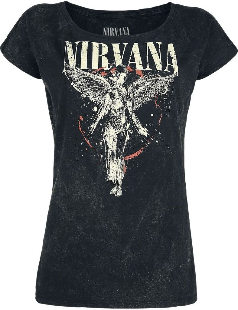 Nirvana T-Shirt Damen Angel charcoal Band-Merch, Bands 100% Baumwolle S
