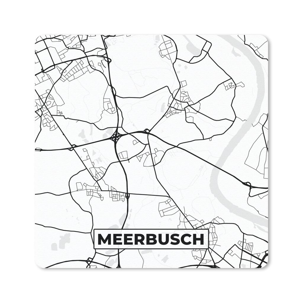MuchoWow Mauspad Mousepad Meerbusch - Karte - Stadtplan 20x20 cm - Mousepads - Maus Mat - Pad - Mausunterlage - Desk Mat - Bureauartikeln
