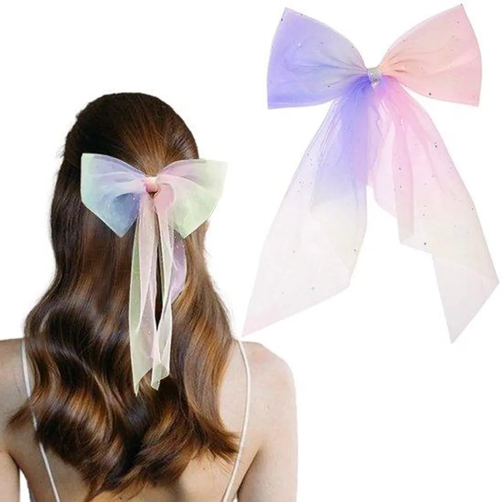 Barrette à cheveux en tulle et paillettes pour coiffure de mariage