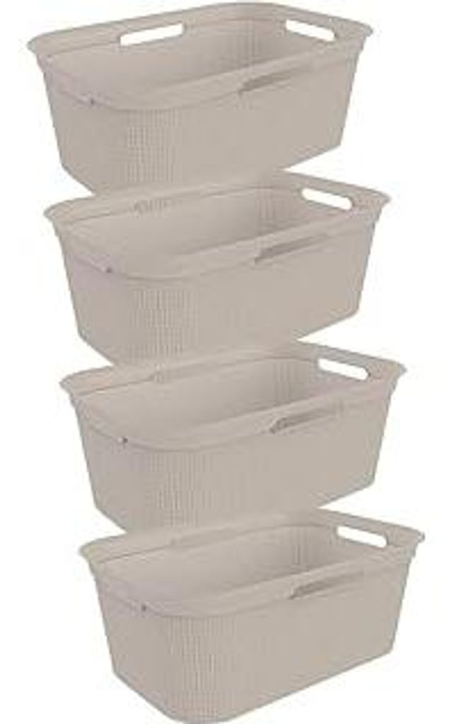 Rotho Brisen 4er-Set Wäschekorb 40l, Kunststoff (PP) BPA-frei, blau, 4 x 40l (59.6 x 39.6 x 23.2 cm)... (Beige)
