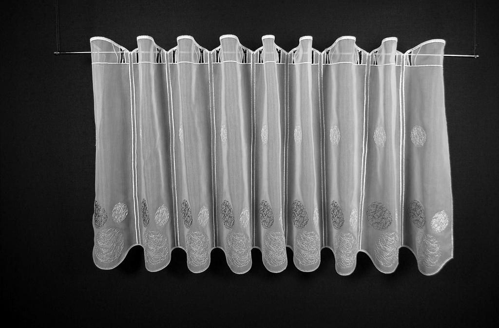 Gardinen Kranzusch Scheibengardine bestickte Kugeln 50x201,5 cm H/B weiß mit silber/anthrazit Bistrogardine Vorhang Küche 1er Pack