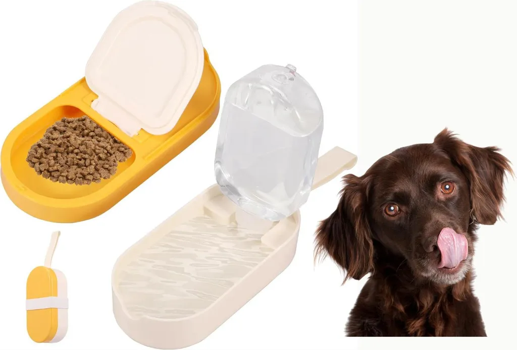 Bouteille de voyage pour chiens jaune idéale pour randonnée et camping