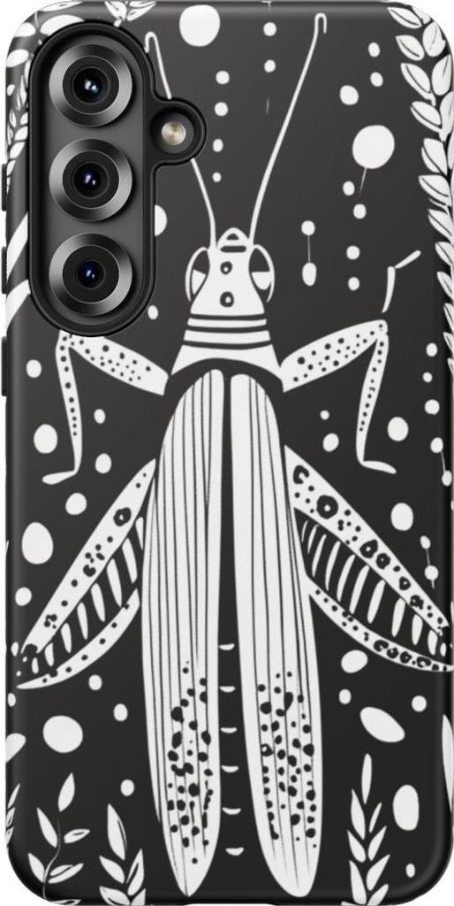 Grashüpfer-Muster in Schwarz-Weiß – Hülle Kompatibel mit Galaxy S25 Plus