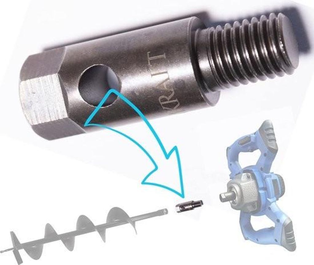 Erdbohradapter für M14-Mischer – Ideal für Pfostenlöcher und Zäune