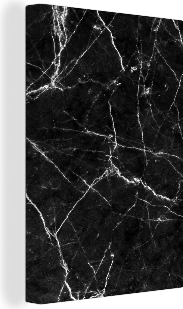 OneMillionCanvasses - Leinwandbilder - 90x140 cm, Marmor - Muster - Schwarz - Weiß, Wandbilder Kunstdruck Wanddekoration - Wandschmucke - Schlaf...