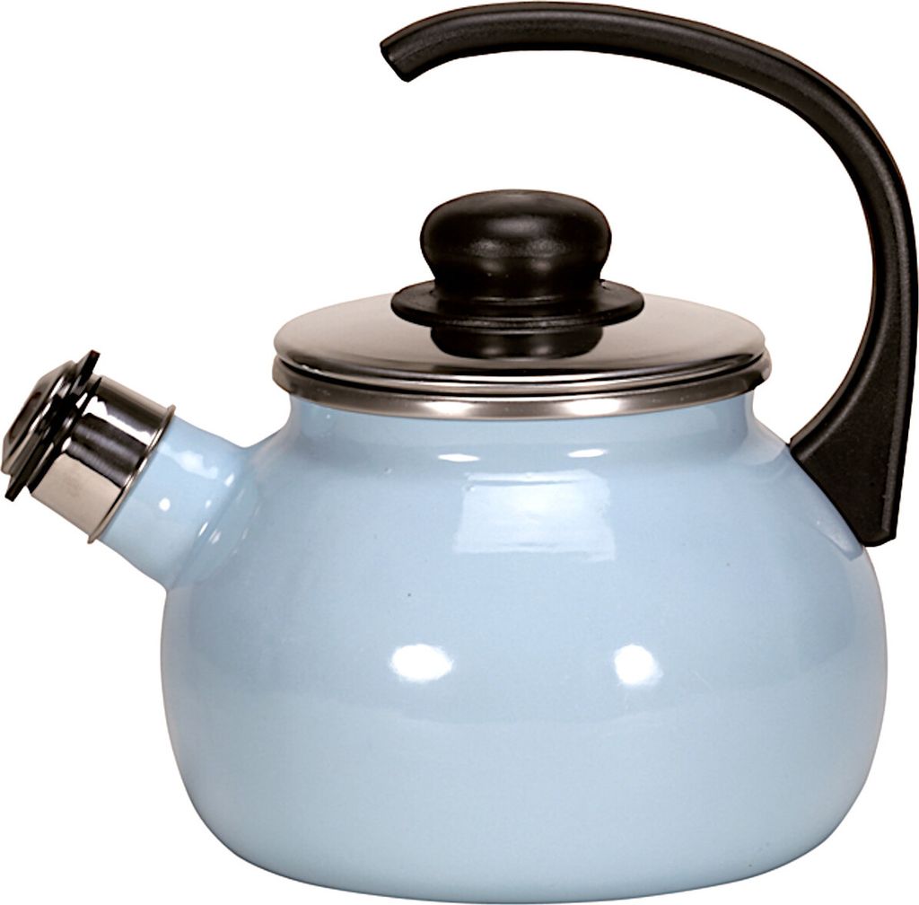 Karl Krüger Flötenkessel 2 Liter Serie SYLT aus Stahlemaille / Pfeifkessel / Wasserkessel