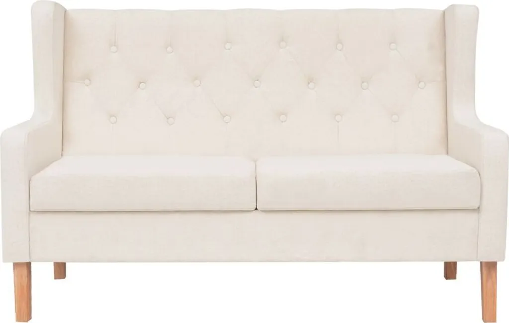 vidaXL Canapé 2 places en tissu blanc crème - Design scandinave élégant
