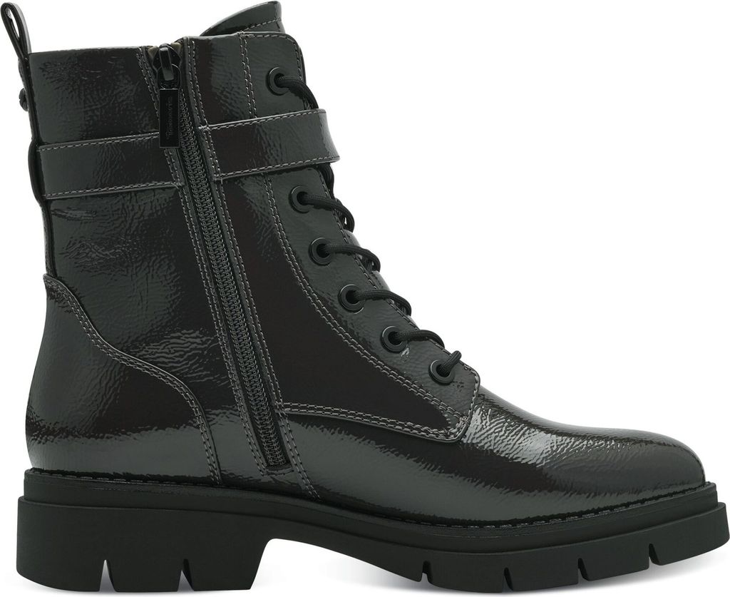 Tamaris Damen Stiefelette Schnürboots Reißverschluss Lack Zierschnalle 1-25289-41, Größe:40 EU, Farbe:Grün