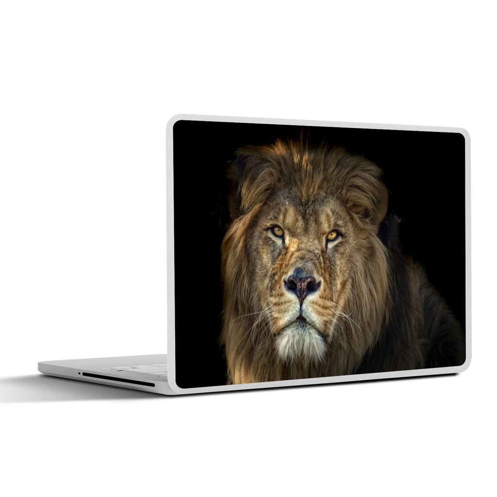 MuchoWow Laptop Aufkleber Sticker Cover Schwarz - Löwe - Wilde Tiere 30x22 cm - Laptop-Sticker