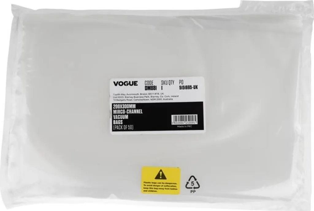 Sacs de mise sous vide gaufrés haute résistance Vogue 20 x 30 cm