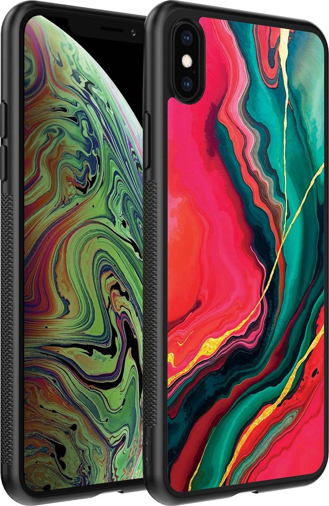 Smartphonica Telefon Fall geeignet für iPhone X/Xs mit roten grünen Marmor Print - TPU Backcover Fall rot grün Marmor Design