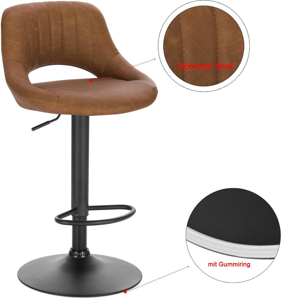 EUGAD 2er-Set Barhocker drehbar, höhenverstellbar, aus Produktbild 6