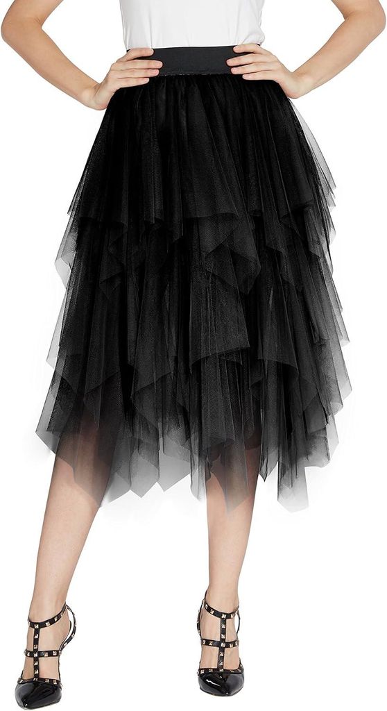 Tüllrock Tutu der Prinzessin Eleganter Ballett Midi Schwarz L