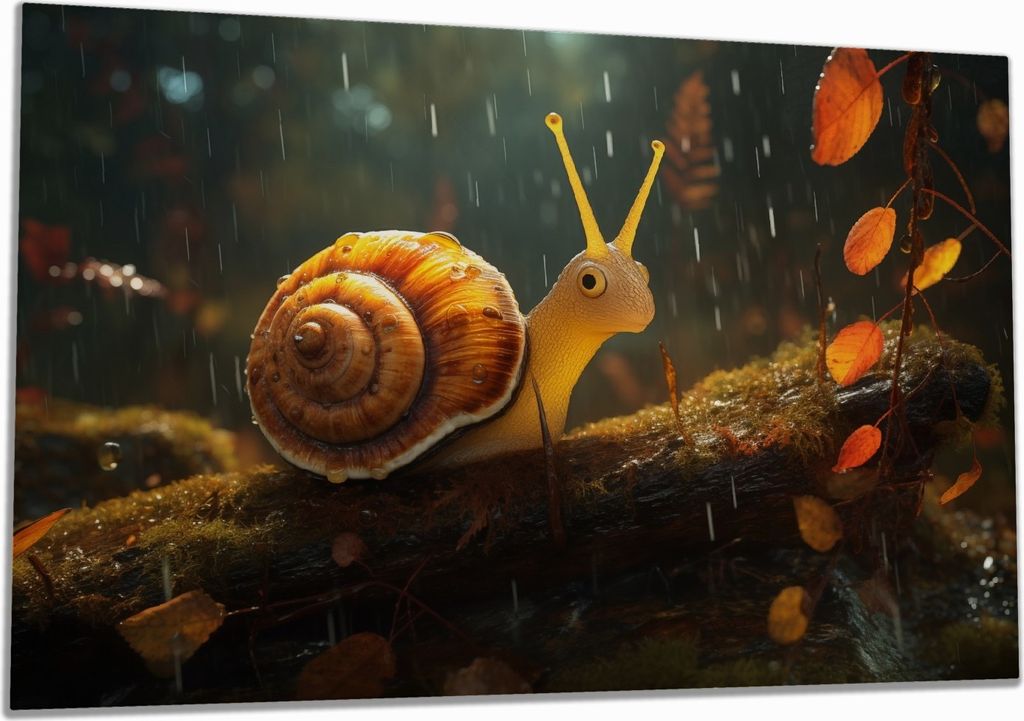 Wallario Herdabdeckplatte aus Glas, Größe 80 x 52 cm 1-teilig, Motiv Snail on Tree