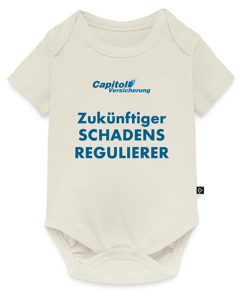 Spreadshirt Stromberg Zukünftiger Schadensregulierer Kurzarm Tages Baby Body, 62 (2-3 M.), Naturweiß