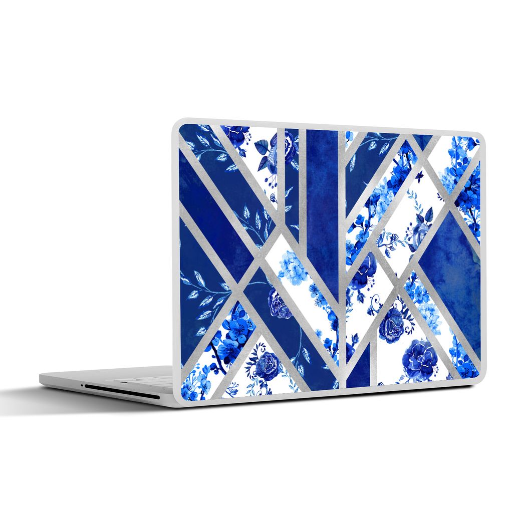 MuchoWow Laptop Aufkleber Sticker Cover Design - Delfter Blau - Luxus 25x18 cm - Laptop-Deko
