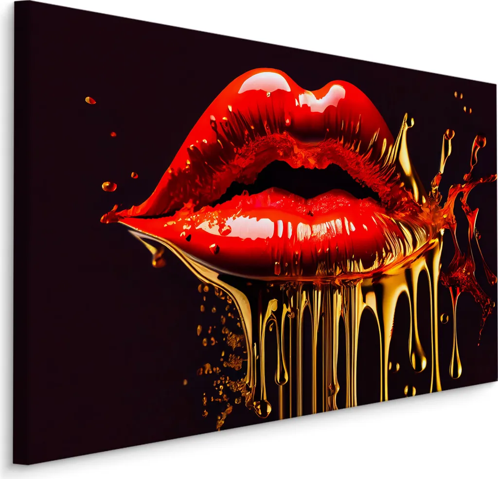 Quadro Pop Art Labbra Rosse 3D 90x60 - Muralo Tela Fashion Style