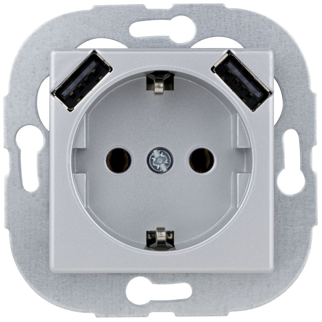 REV Quadro weiß Schalter Taster Steckdose Rahmen Dimmer Variation Schutzkontaktsteckdose mit USB-Modul