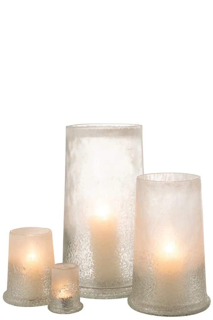 Grand Photophore en Verre Blanc Dépoli Style Scandinave - Modèle XL