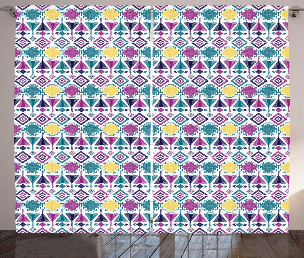 Rideaux Prêts à Poser 280x225 cm pour Cacher le Vis-à-vis avec Style Tribal