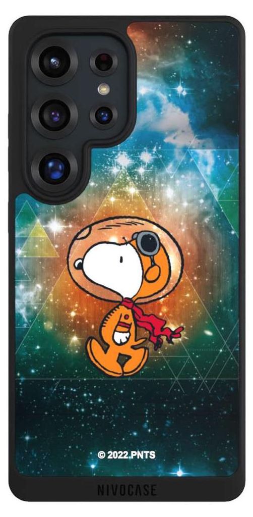 NIVOCASE Handyhülle für Samsung Galaxy S25 Ultra Hülle NIVOpure Case Schwarz Astronaut Offizielles Lizenzprodukt Snoopy