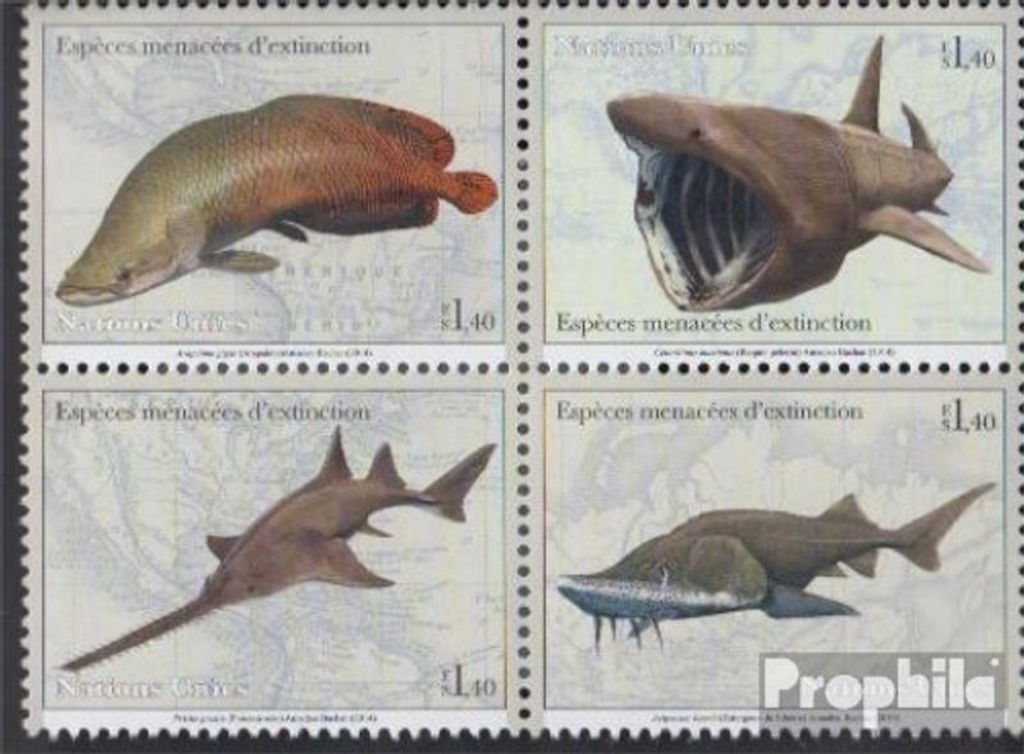 Briefmarken UNO - Genf 2014 Mi 884-887 Viererblock (kompl.Ausg.) postfrisch Fische