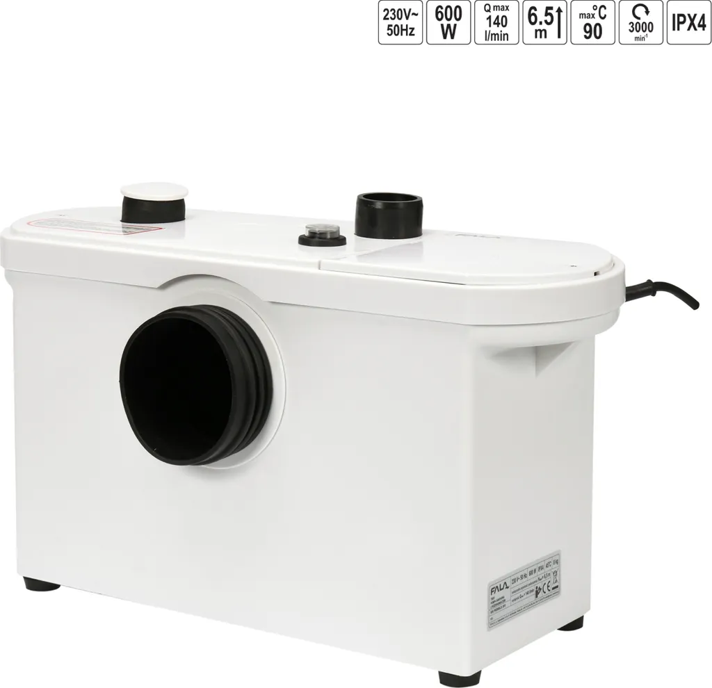 Broyeur sanitaire adaptable WC et salle de bain moteur 600W blanc