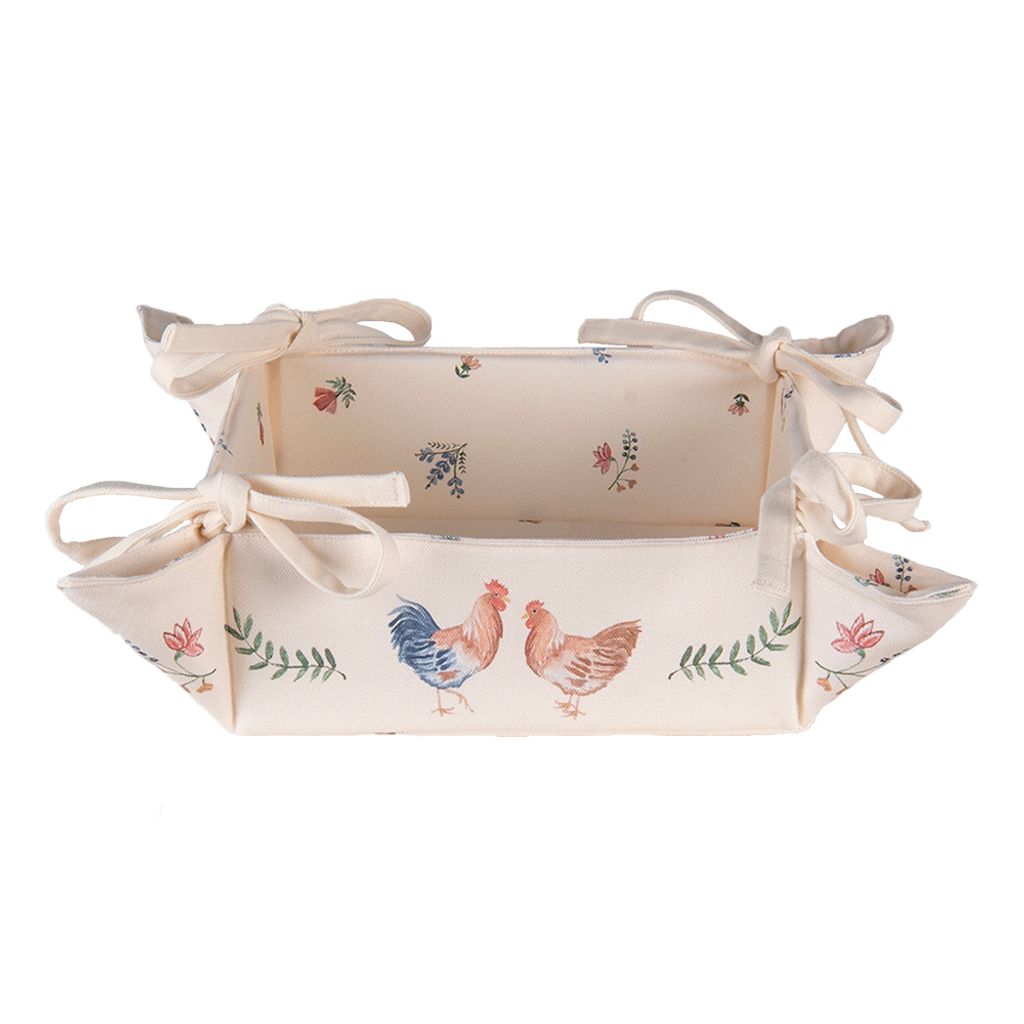 Cestino per il pane Clayre & Eef 35x35x8 cm Beige Blu Immagine del prodotto 