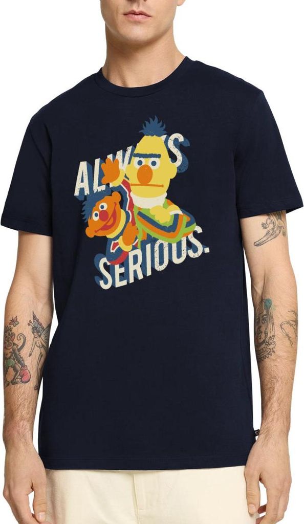 Spreadshirt Sesamstraße Always Serious Männer Premium T-Shirt, 4XL, Navy