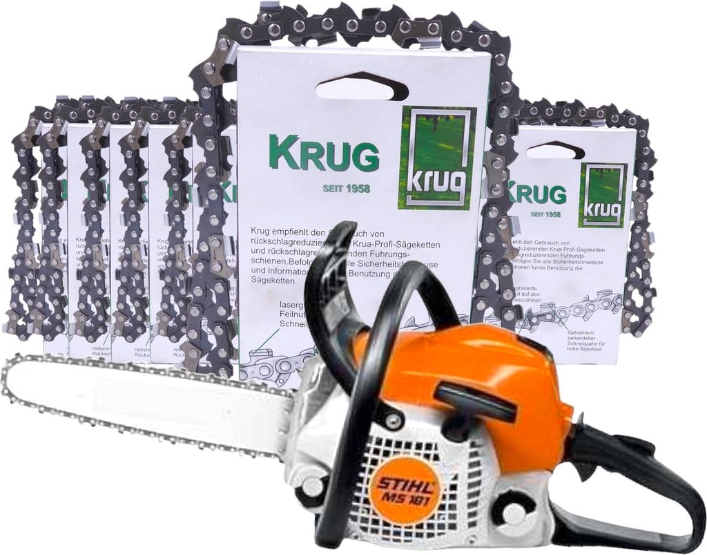 Set: Stihl MS 182 Motorsäge + 20 Profi C Sägeketten (30 cm) 3/8P1.1-044+Profi C Führungsschiene
