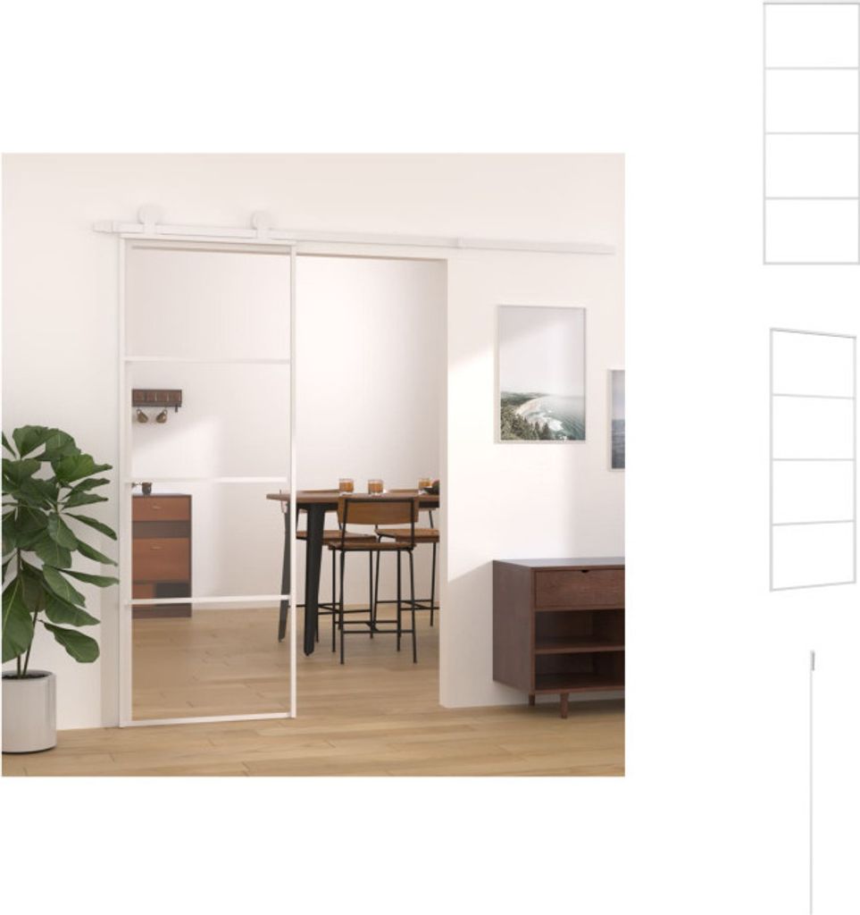 vidaXL Schiebetür ESG-Glas und Aluminium 76x205 cm Weiß - Haustüren