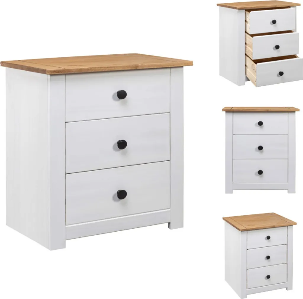 vidaXL Table de Chevet Blanche 46x40x57 cm en Pin de Panama Massif