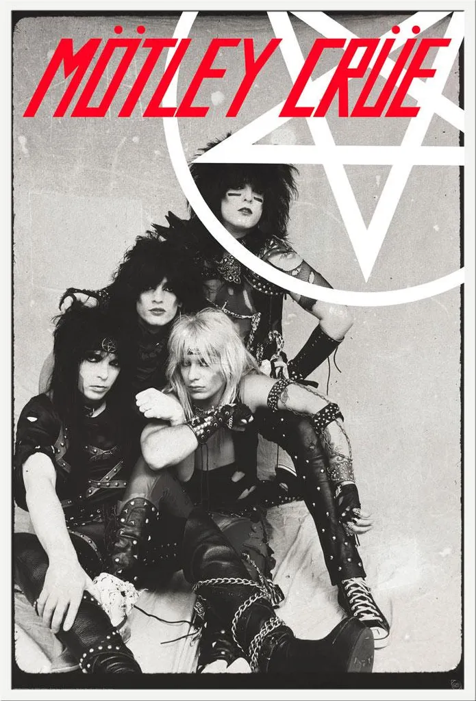 Cadre Shinsuke Blanc avec Affiche Motley Crue Pentangle et Acrylique