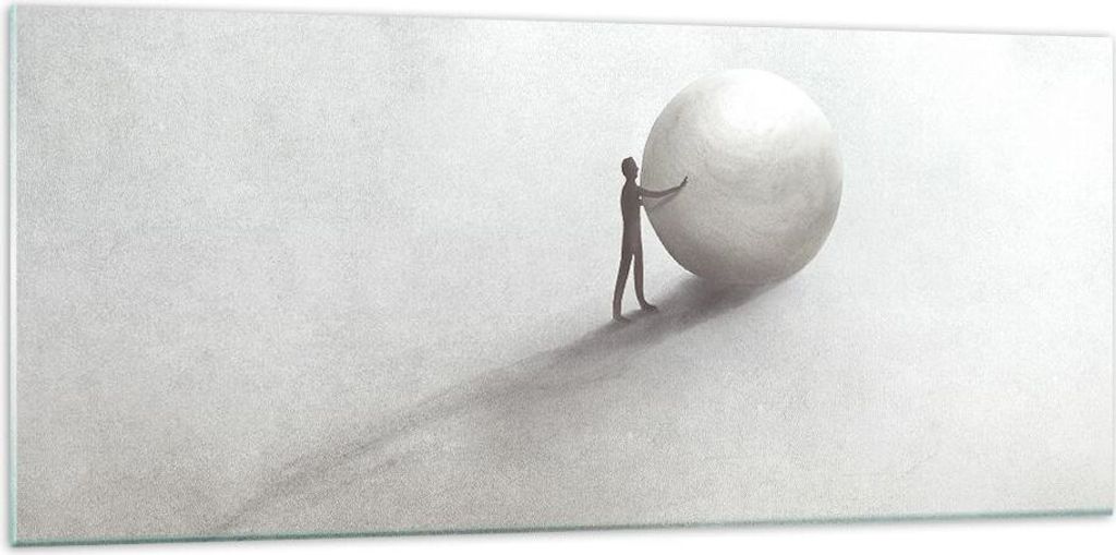 Bilder auf glas - Einteilig - Sisyphus Arbeit Symbol - 120x50cm - Glasbilder - Wandbilder - Bilder - zum Aufhängen bereit - Wanddekoration aus Gla...