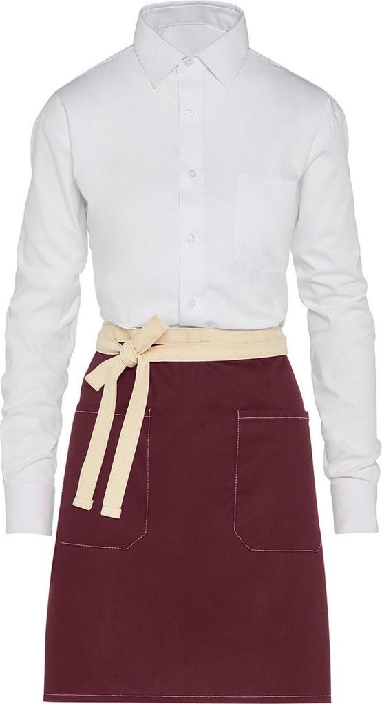 SG Accessories JG17P-Bistro | SANTORINI - Contrasted Bistro Apron with Pocket 78x52 cm - Farbe: Burgundy - Größe: One Size