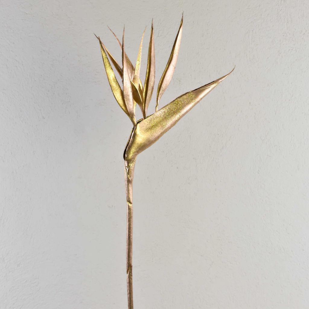 artplants.de Deko Paradiesvogelblume BALTZE, Gold, 80cm - Künstliche Strelitzie