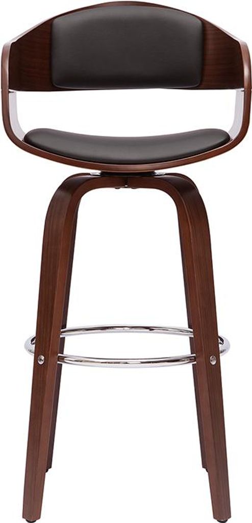 Miliboo - Design-Barhocker drehbar schwarz und dunkles Holz Produktbild 