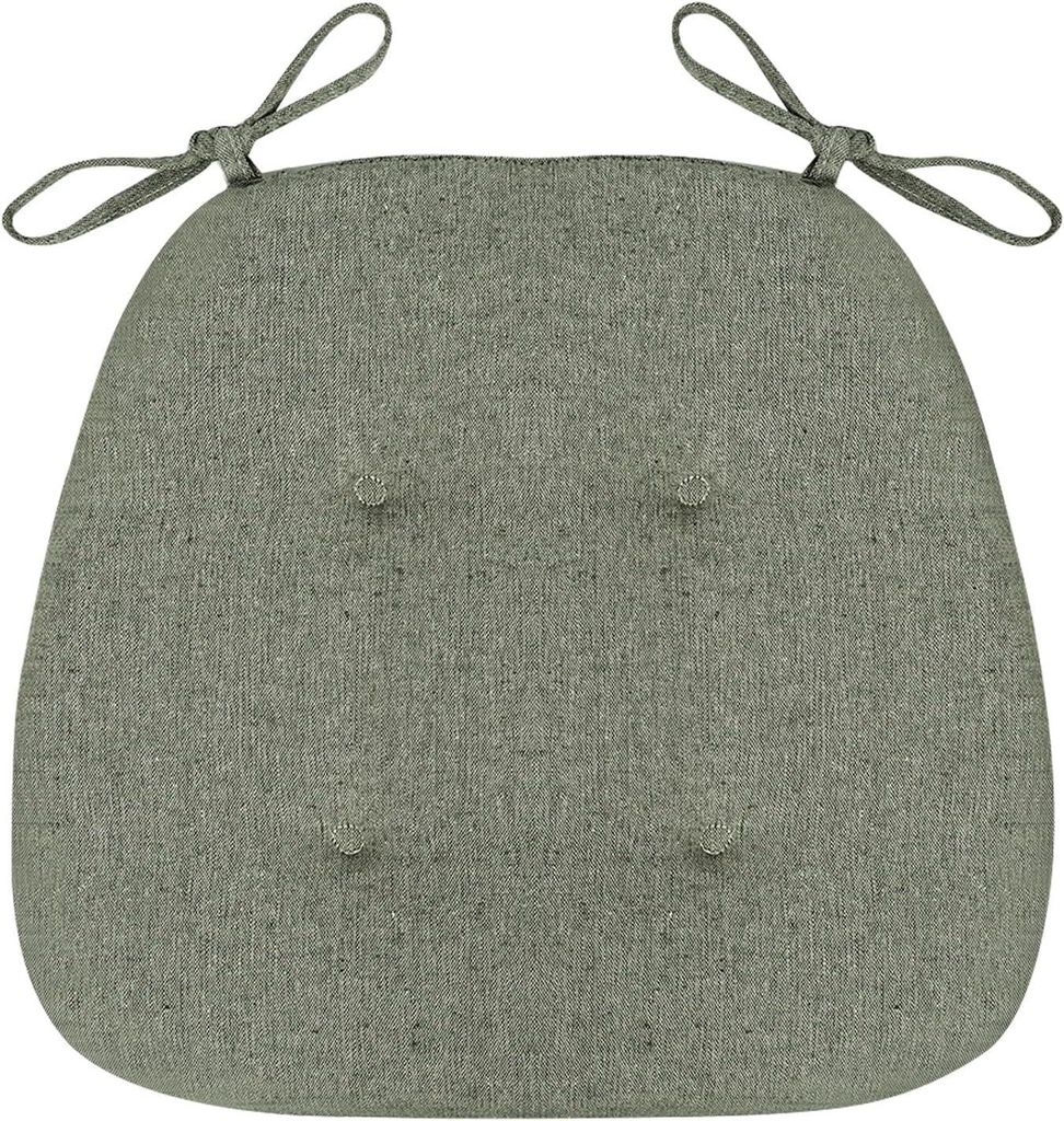 Wendbares Stuhlkissen, dickes grünes Leinen, 43 x 41 x 35 cm, rutschfest, mit Bändern, 1 Stück
