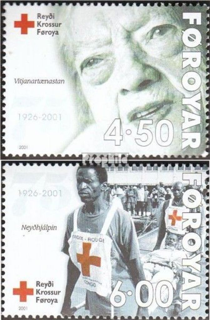 Briefmarken Dänemark - Färöer 2001 Mi 391-392 (kompl.Ausg.) postfrisch Färöisches Rotes Kreuz