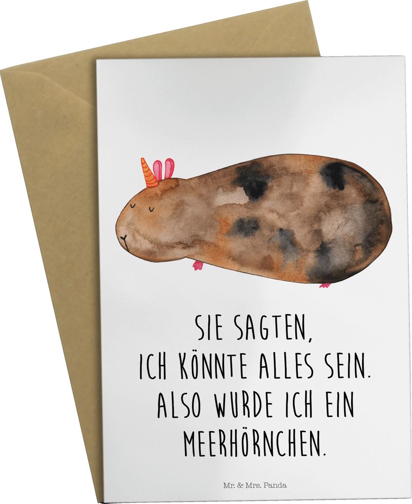 Mr. & Mrs. Panda Glückwunschkarte Einhorn Meerschweinchen - Weiß - Geschenk, dankeskarten, weihnachtskarten, Meerschwein, einladungskarten, Unico...