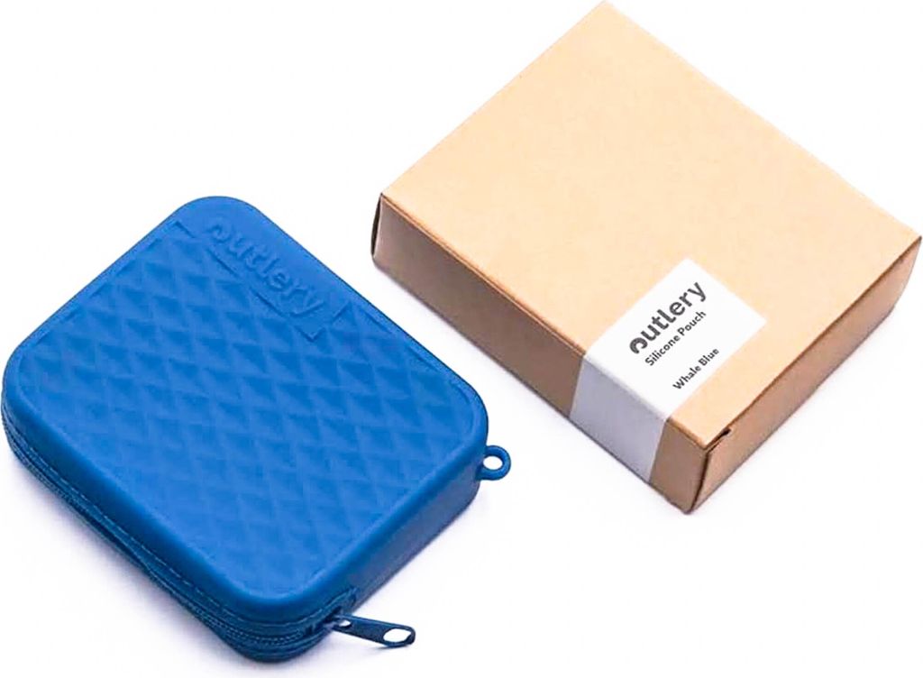BOGO Outlery Reisebesteckhalter aus Silikon (Walblau) – Faltbares Reisebestecketui für sicheren Transport