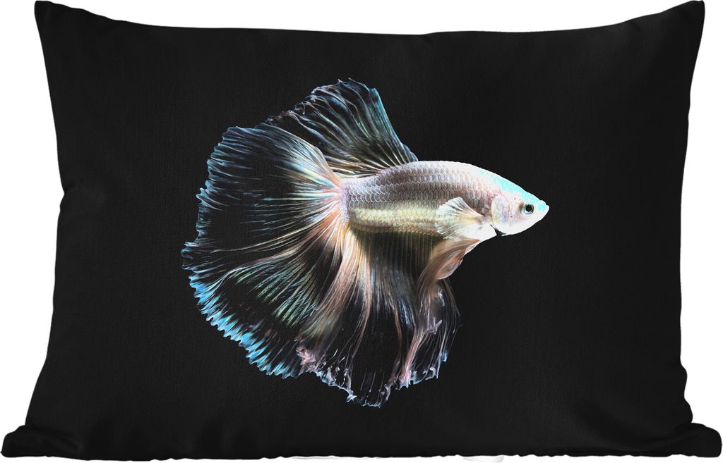 MuchoWow Outdoor Kissen - Fisch - Schwanz - Weiß - 50x30 cm - Wetterfest - Lounge Kissen - Sofa kissen - Wohnzimmer Dekoration