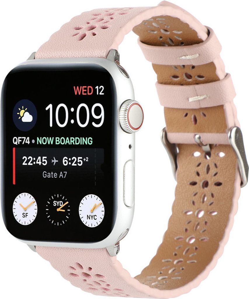 Strap-it Apple Watch Lederarmband mit Muster (Rosa) - Große: 38 - 40 - 41mm
