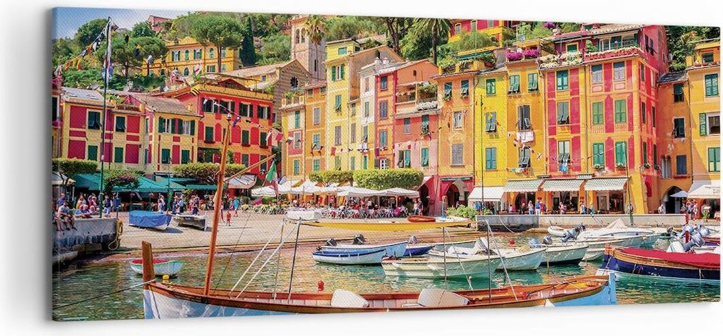 Bild auf Leinwand - Leinwandbild - Einteilig - Weihnachtsmann Margherita Ligure - 120x50cm - Wand Bild - Wanddeko - Wandbilder - Leinwanddruck - Bi...