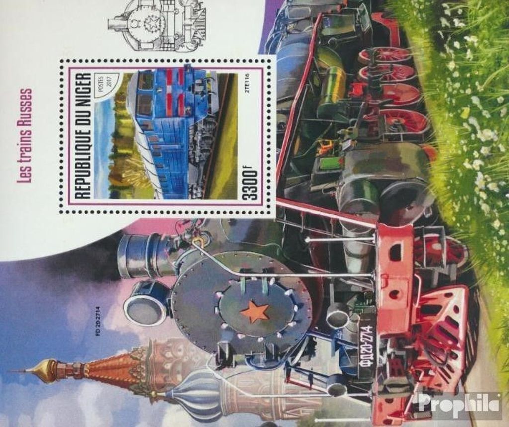 Briefmarken Niger 2017 Mi Block 738 (kompl. Ausg.) postfrisch Russische Züge