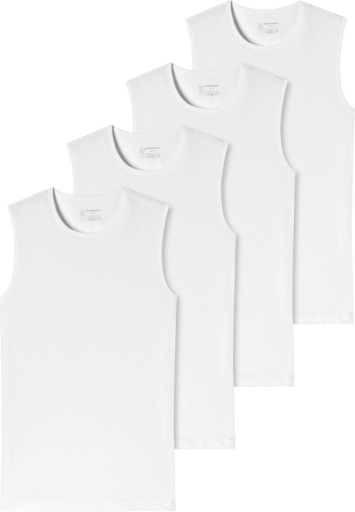 Schiesser 4er-Pack - 95/5 - Organic Baumwolle Unterhemd / Tanktop Komfortabler Rundhalsausschnitt, Elastische Single-Jersey Qualität, Perfekter Sitz