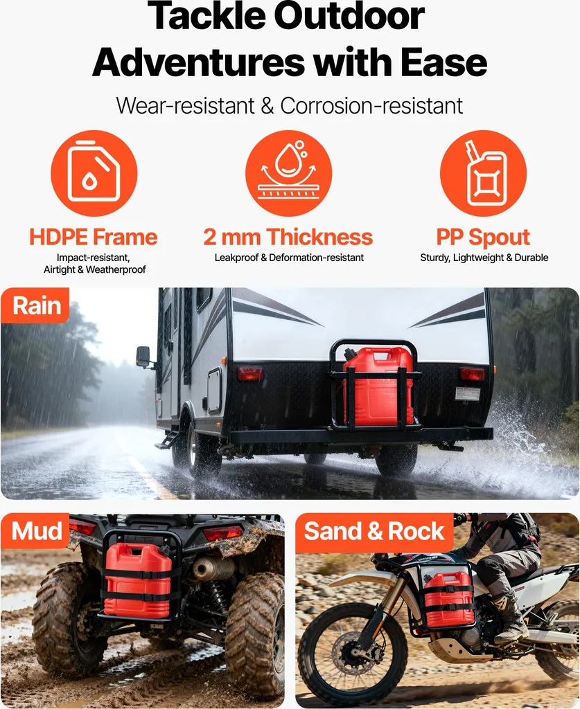 Bidon d'Essence Rouge 19L Débit Rapide 15L/min pour Véhicules Tout-Terrain