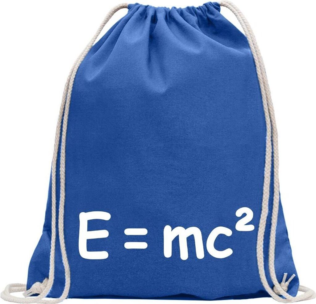 Kiwistar - Turnbeutel - royal - E=mc2 - e = mc2 Einstein - Fun Rucksack Sport Beutel Gymsack Baumwolle mit Ziehgurt