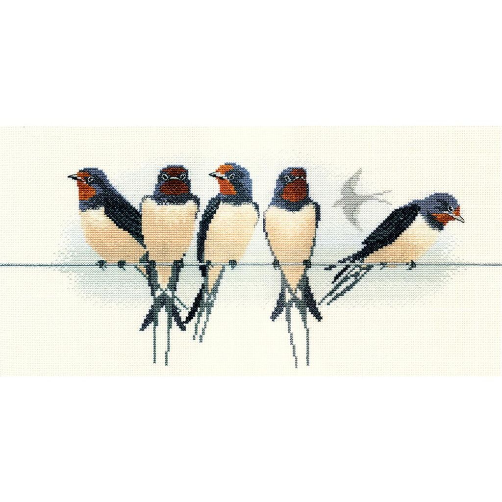 Bothy Threads Kreuzstich-Set "Vögel - Schwalben", 36x18cm, DWBB05, Zählmuster